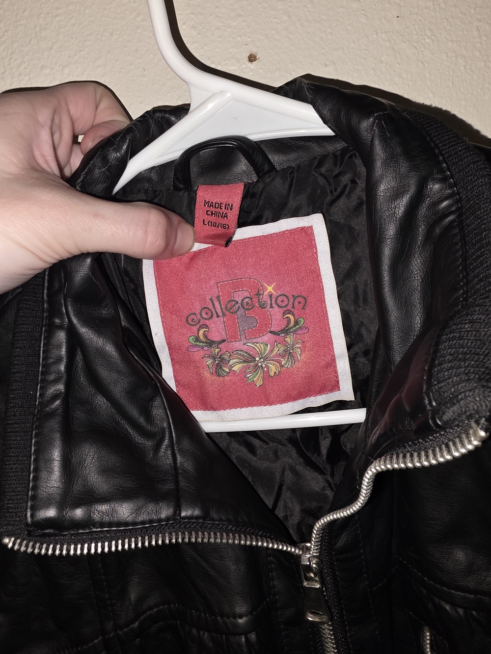 Collection B Black Faux Leather Zip Bomber Jacket